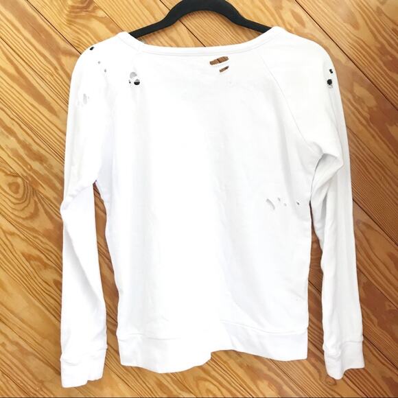 Chaser Distressed Rainbow Stripe Crew Sweatshirt - Picture 5 of 5